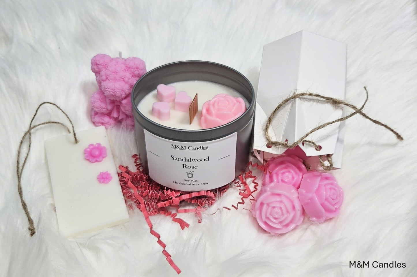 Scented Candle Gift Set-Sandalwood Rose fragrance-Wooden wick-1 lb
