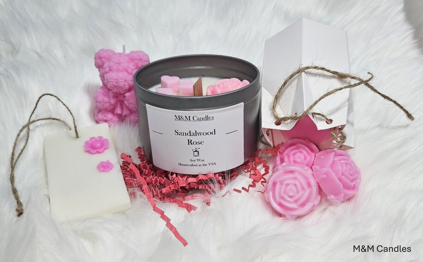 Scented Candle Gift Set-Sandalwood Rose fragrance-Wooden wick-1 lb