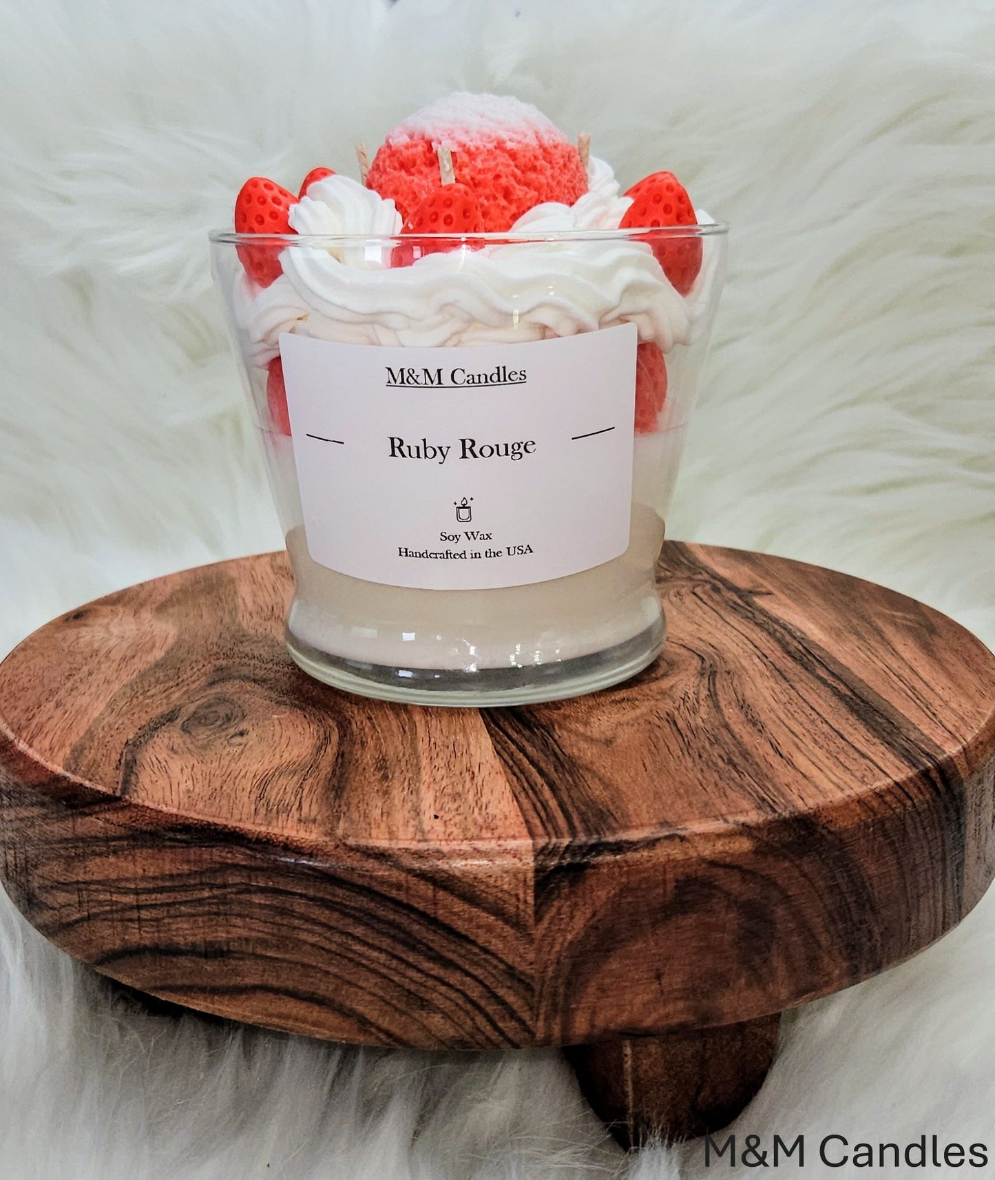 Scented Candle with design (Dessert like)-Ruby Rouge fragrance-Soy Wax-1 lb