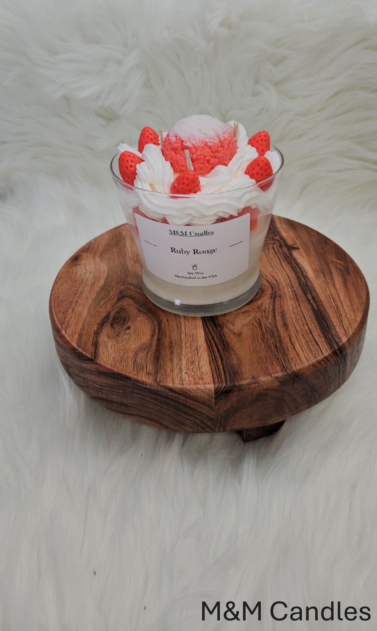 Scented Candle with design (Dessert like)-Ruby Rouge fragrance-Soy Wax-1 lb
