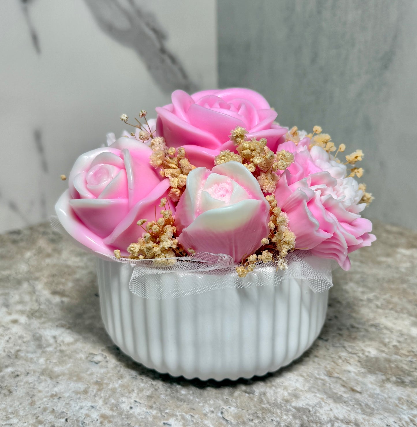 Handcrafted Floral Candle Arrangement – Custom Color & Scent Options image 0