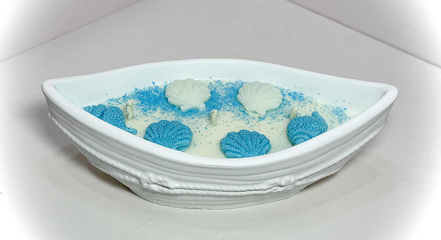 Coastal Breeze Shell Candle Boat - Shaped Bowl - Ocean Themed. Choose Scent. image 2