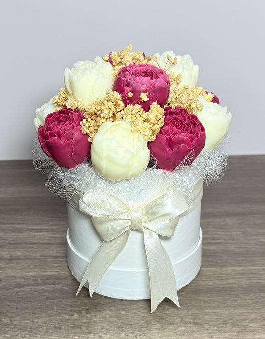 Floral Candle Bouquet-Hand sculpted Burgundy and White