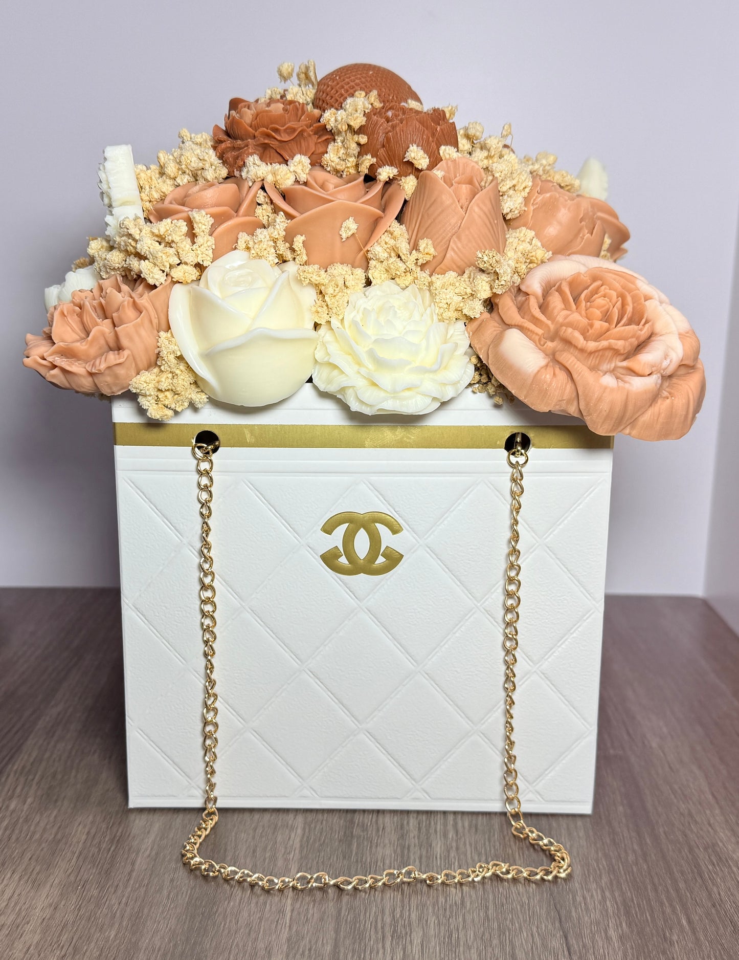 Elegant Designer Candle Bouquet with Sculpted Florals