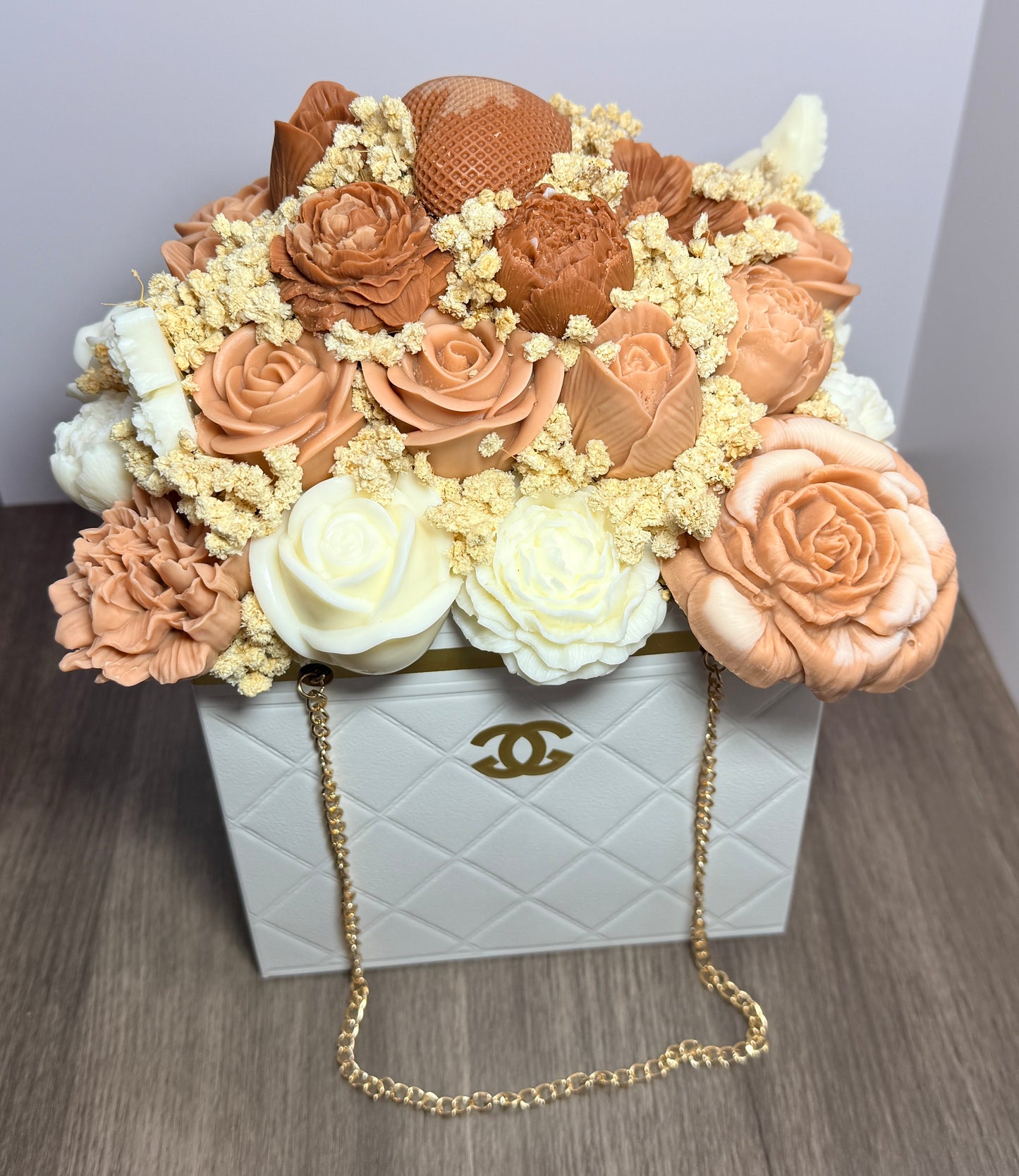 Elegant Designer Candle Bouquet with Sculpted Florals
