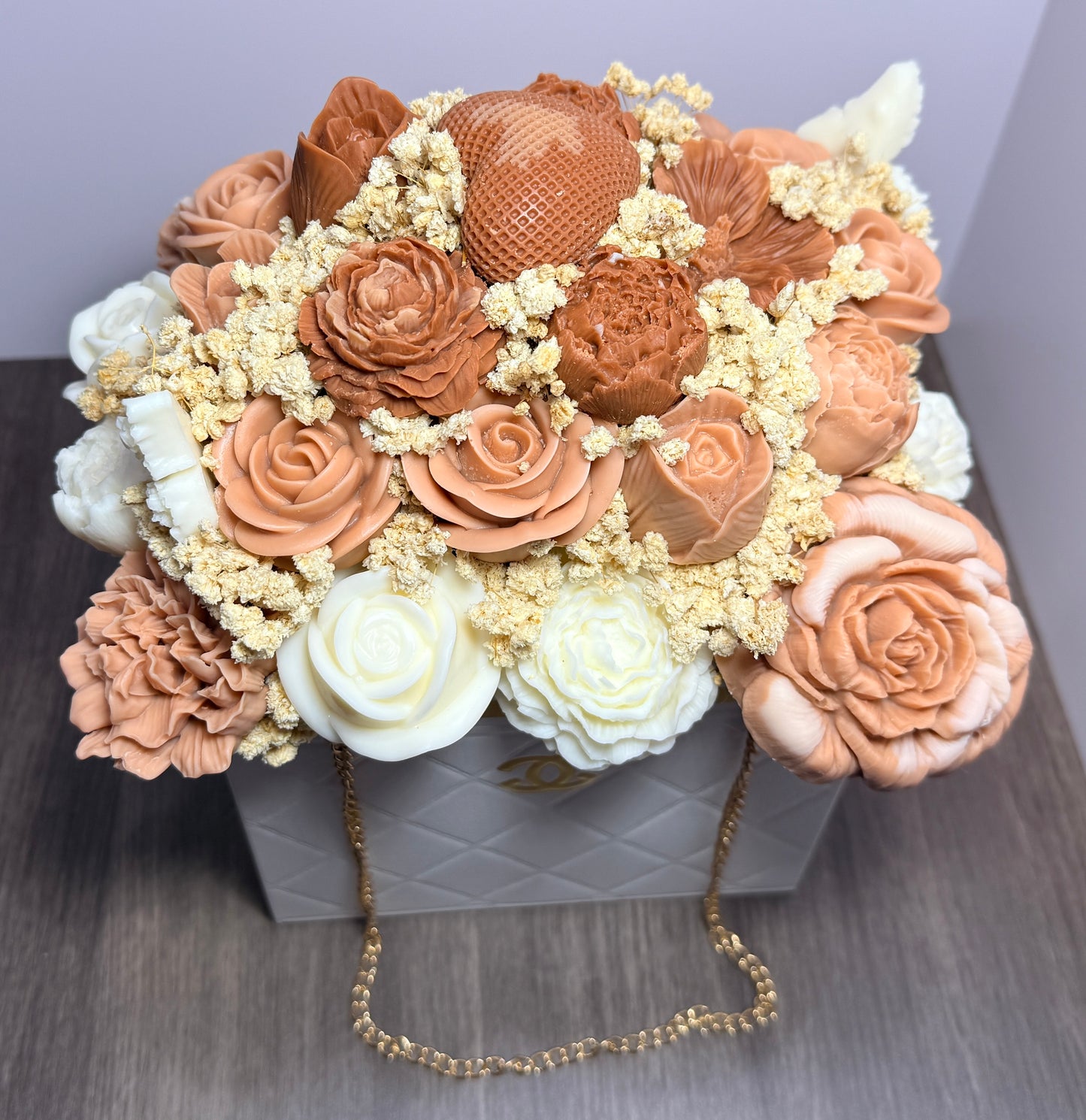 Elegant Designer Candle Bouquet with Sculpted Florals