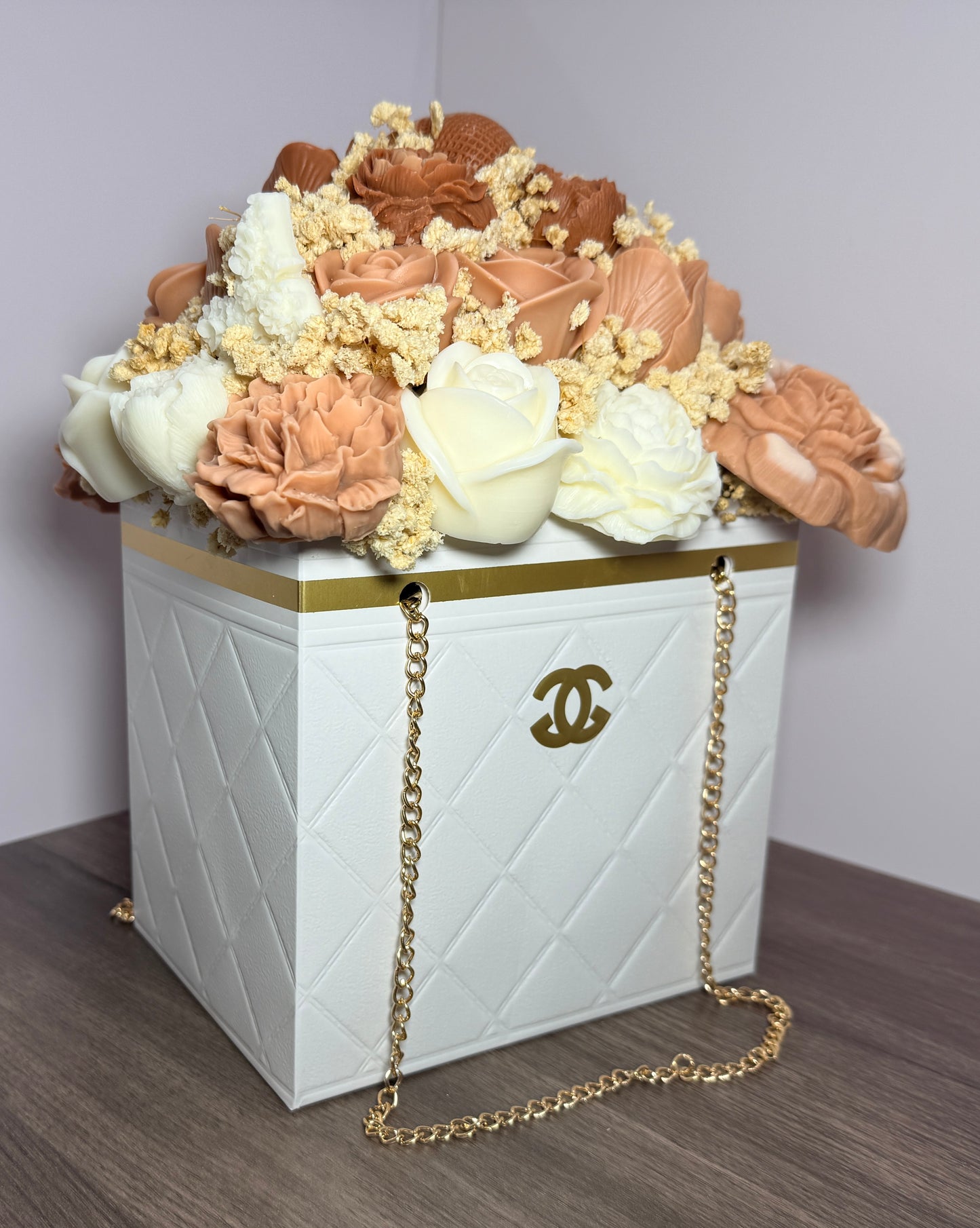 Elegant Designer Candle Bouquet with Sculpted Florals