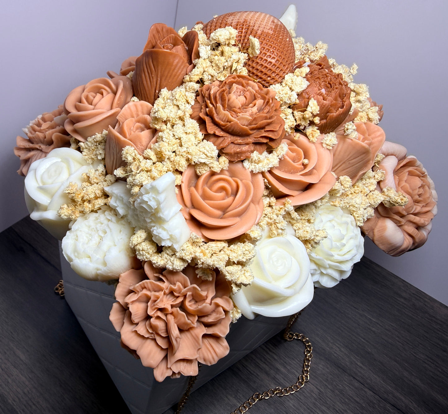 Elegant Designer Candle Bouquet with Sculpted Florals