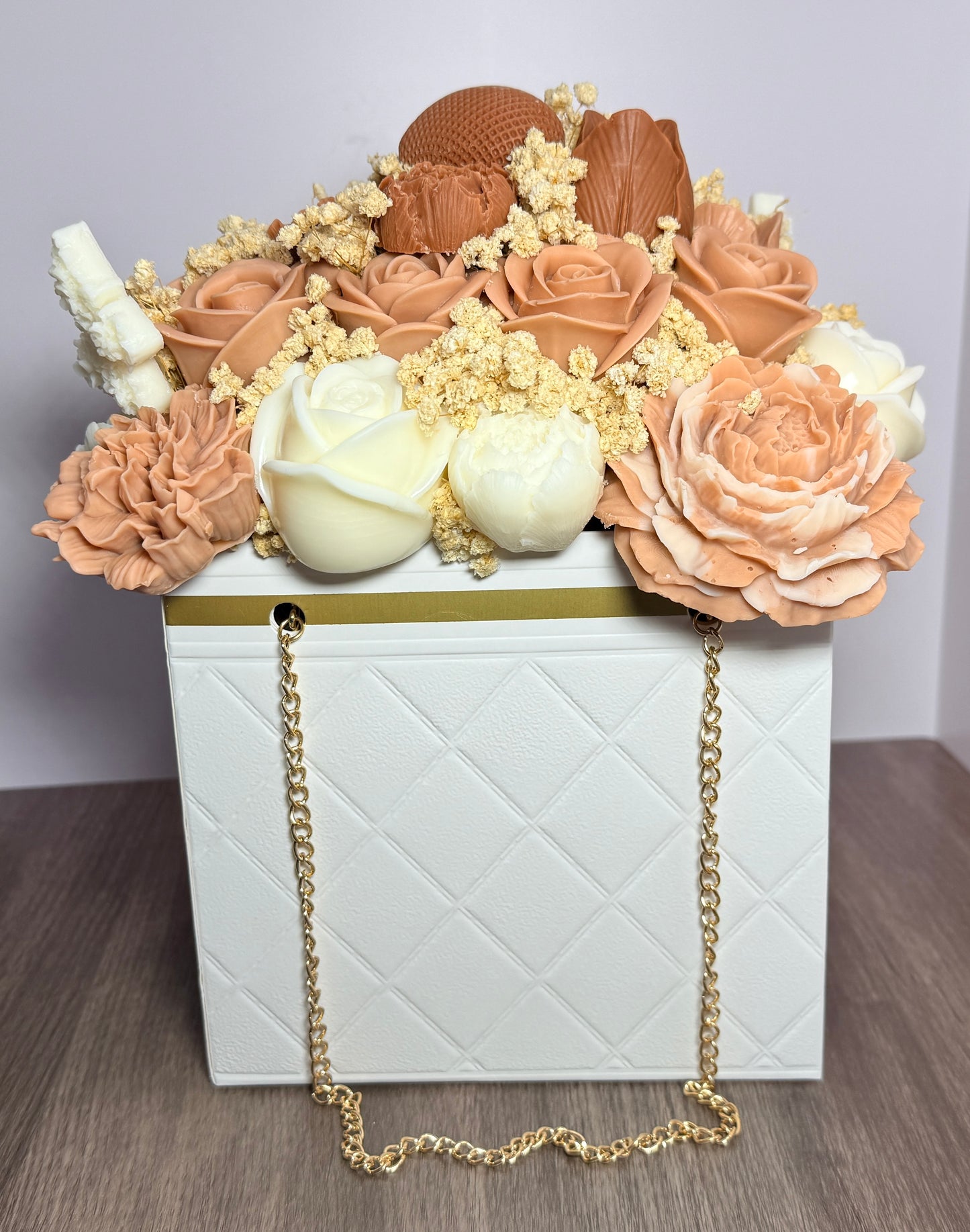 Elegant Designer Candle Bouquet with Sculpted Florals