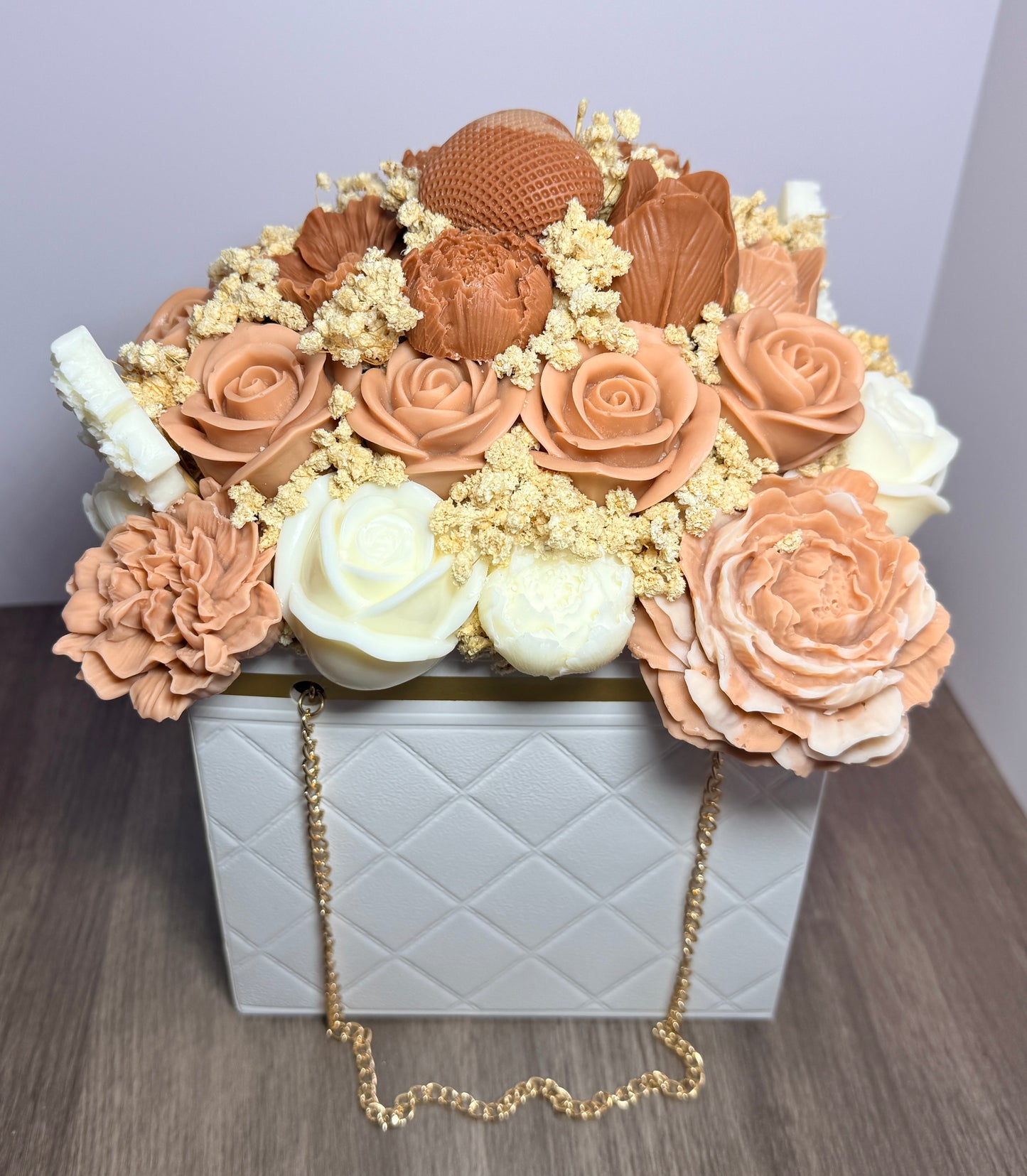 Elegant Designer Candle Bouquet with Sculpted Florals
