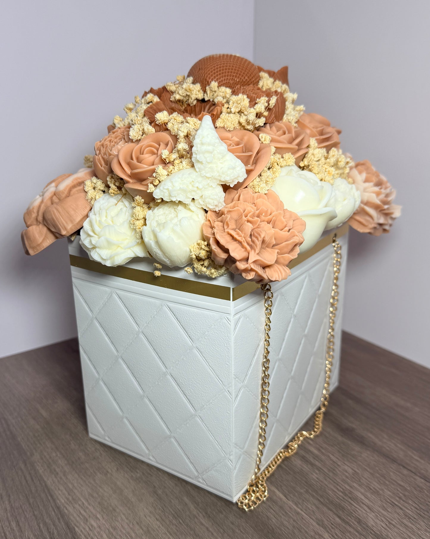 Elegant Designer Candle Bouquet with Sculpted Florals