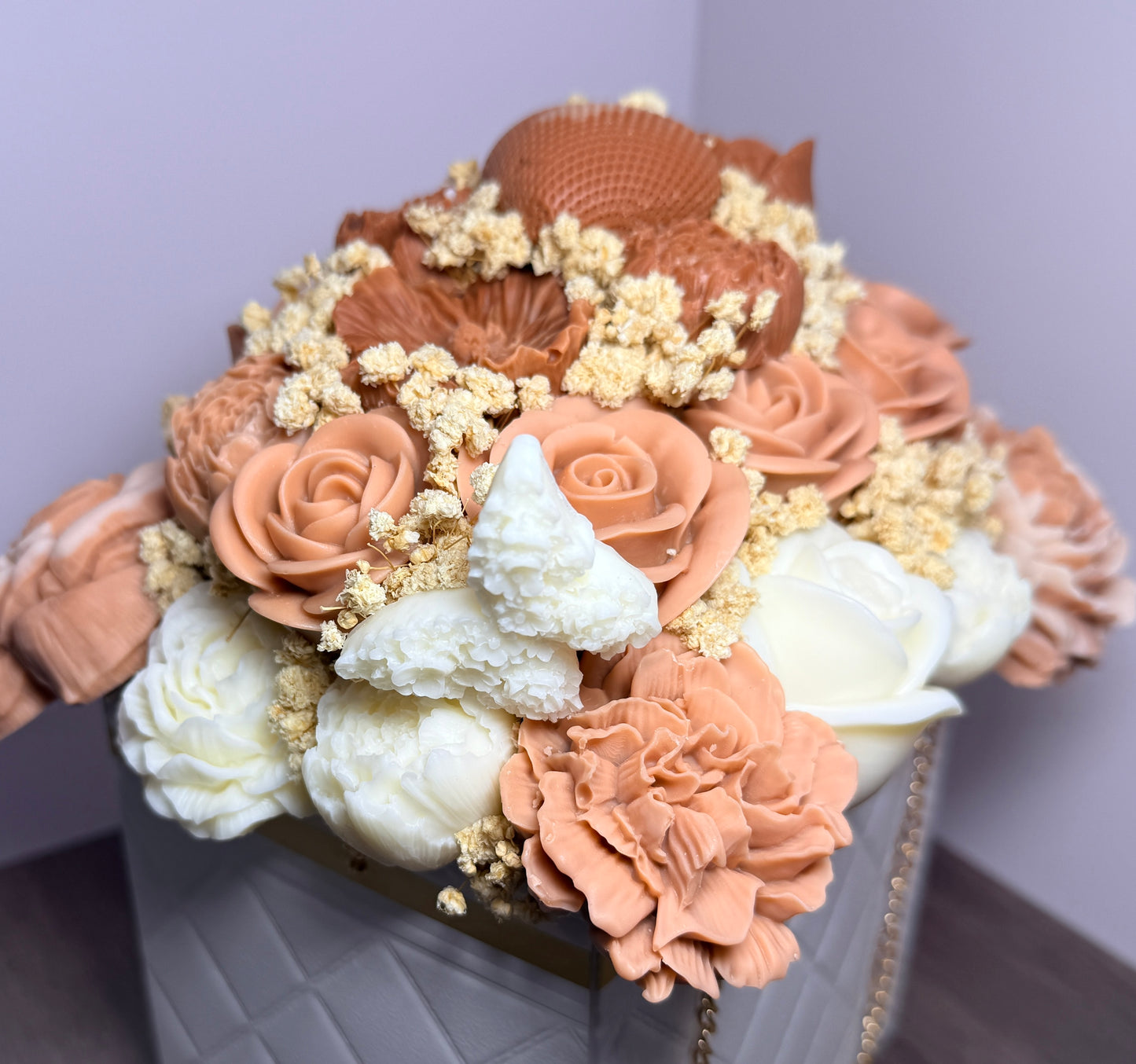 Elegant Designer Candle Bouquet with Sculpted Florals