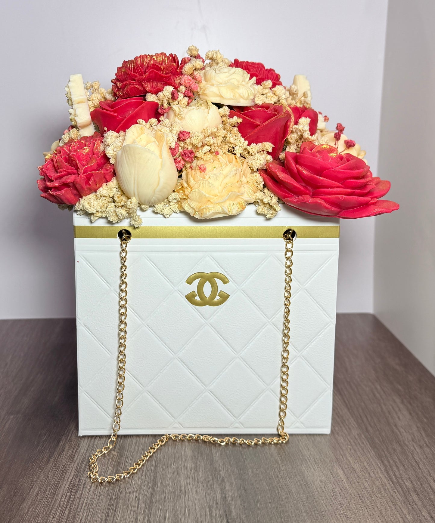 Elegant Designer Candle Bouquet with Sculpted Florals