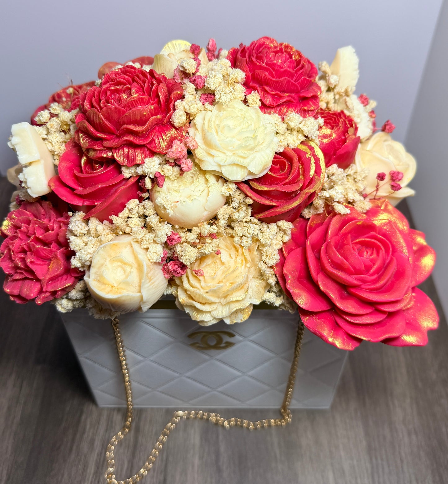 Elegant Designer Candle Bouquet with Sculpted Florals