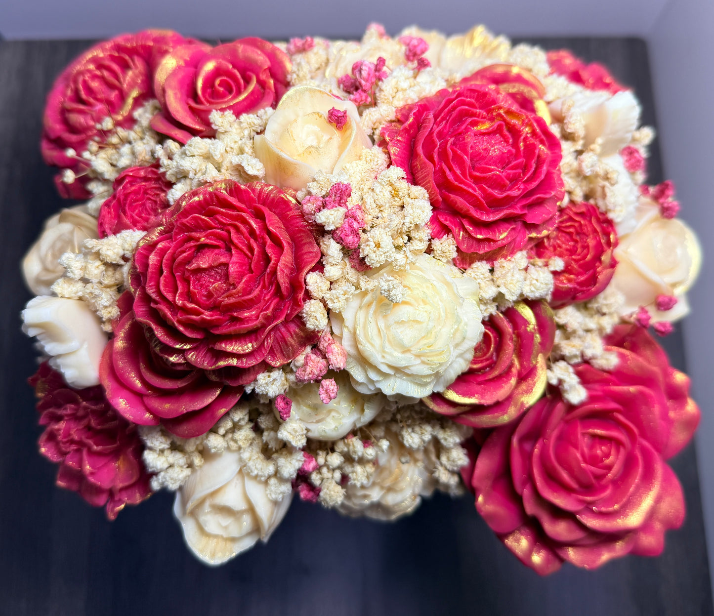 Elegant Designer Candle Bouquet with Sculpted Florals