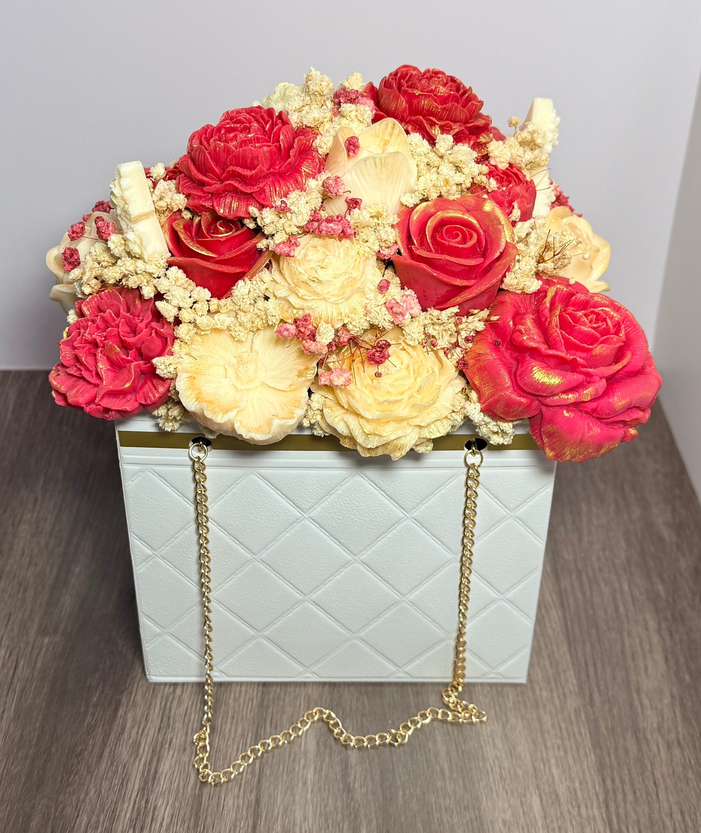 Elegant Designer Candle Bouquet with Sculpted Florals
