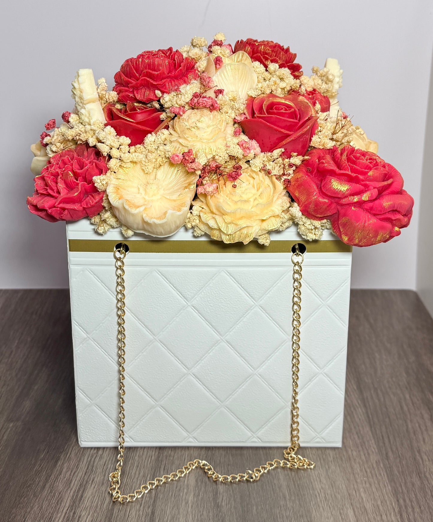 Elegant Designer Candle Bouquet with Sculpted Florals