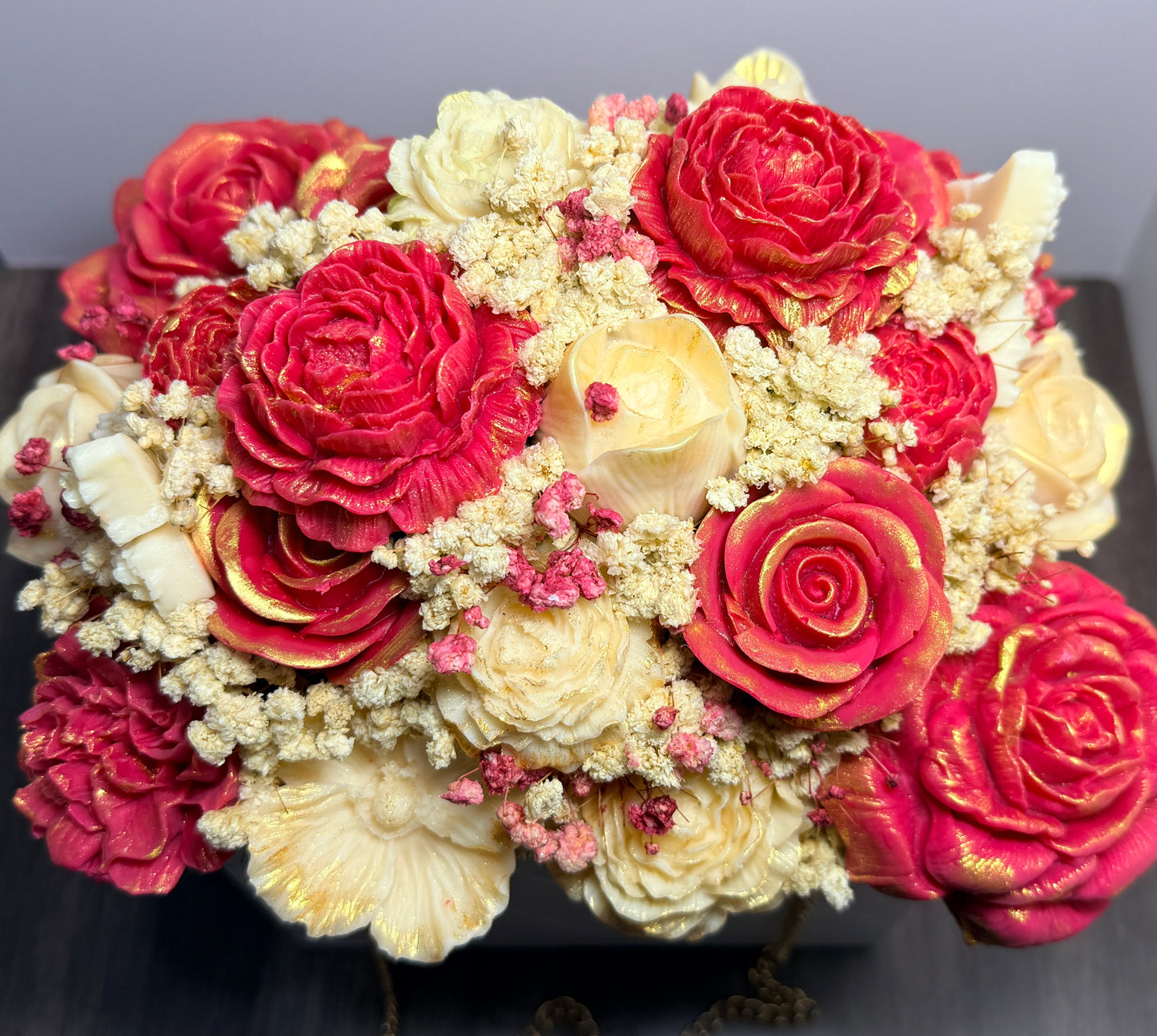Elegant Designer Candle Bouquet with Sculpted Florals