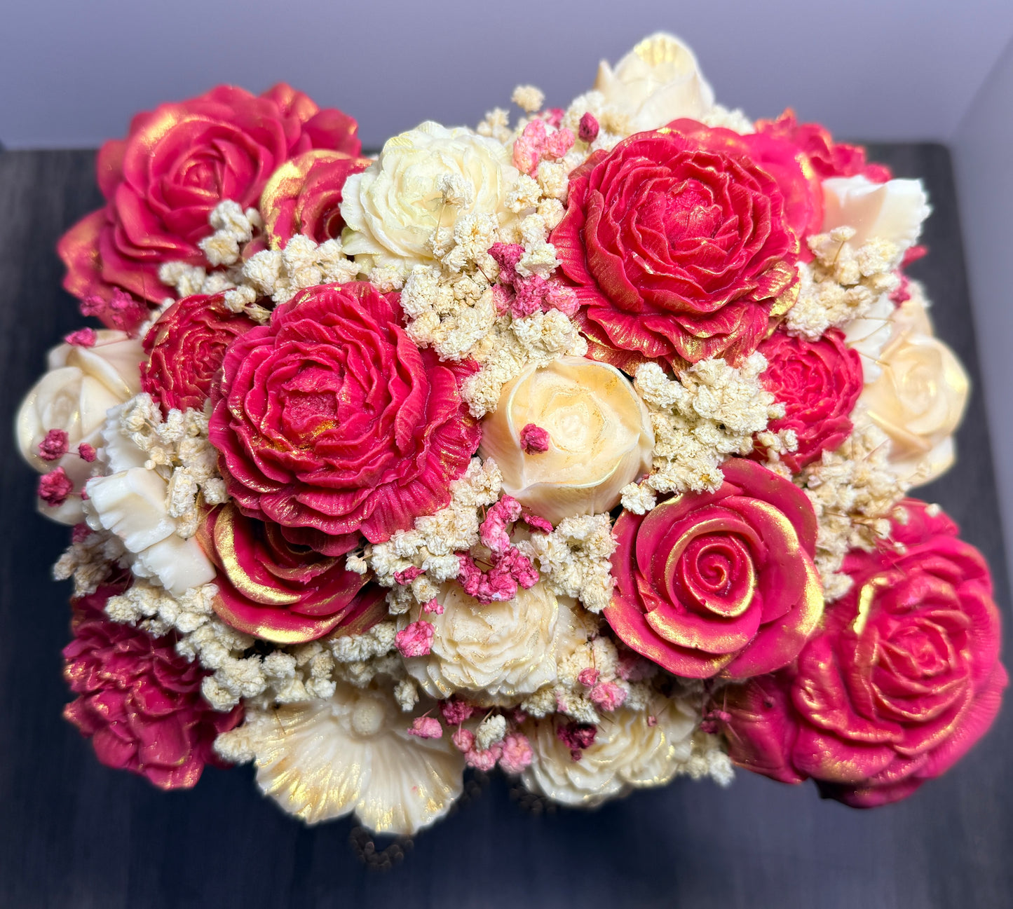 Elegant Designer Candle Bouquet with Sculpted Florals