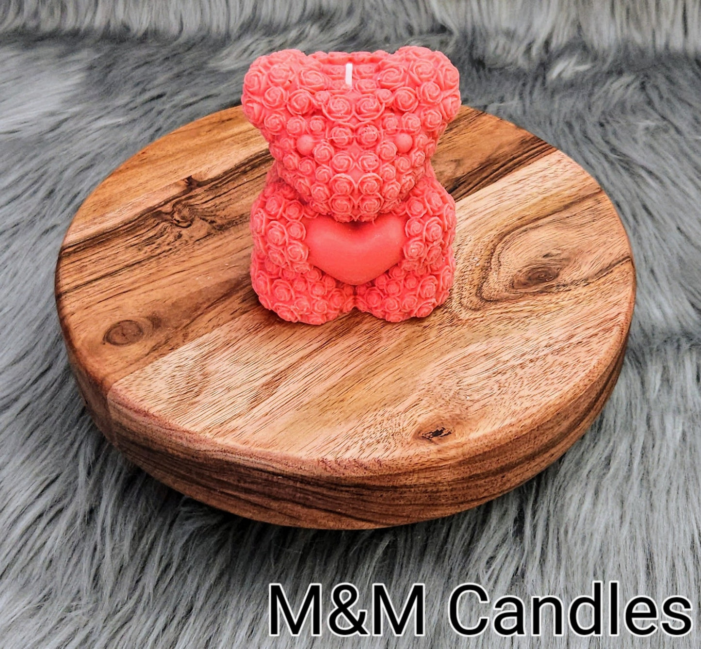 Blossom Bear Duo – Sculpted Rose Candle Set image 1