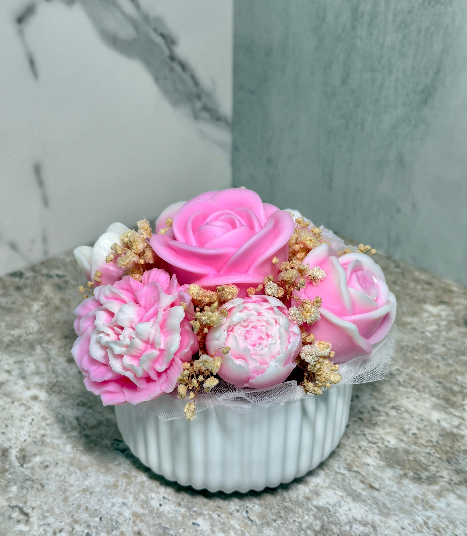 Handcrafted Floral Candle Arrangement – Custom Color & Scent Options image 3